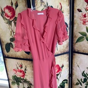 WAYF coral inner strong tie floor length dress